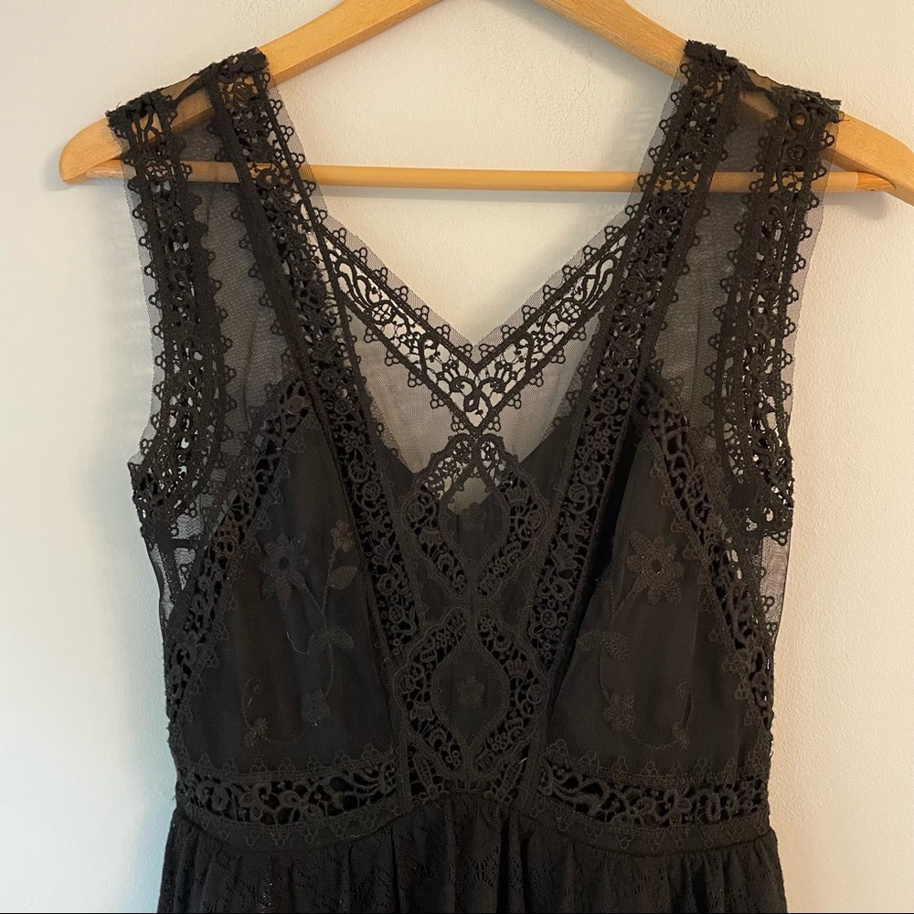 Free People Victoria Black Crochet Lace Mini Dress - Picture 7 of 13